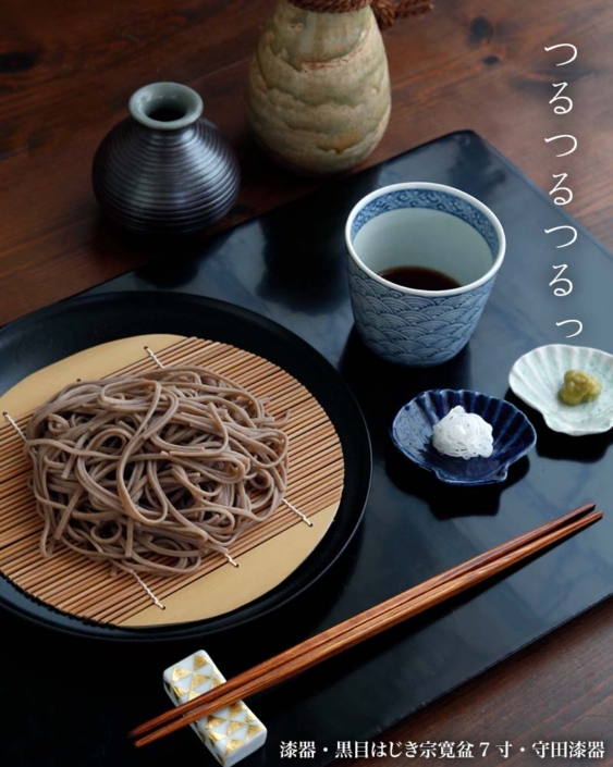 漆器・黒目はじき宗寛盆7寸・守田漆器